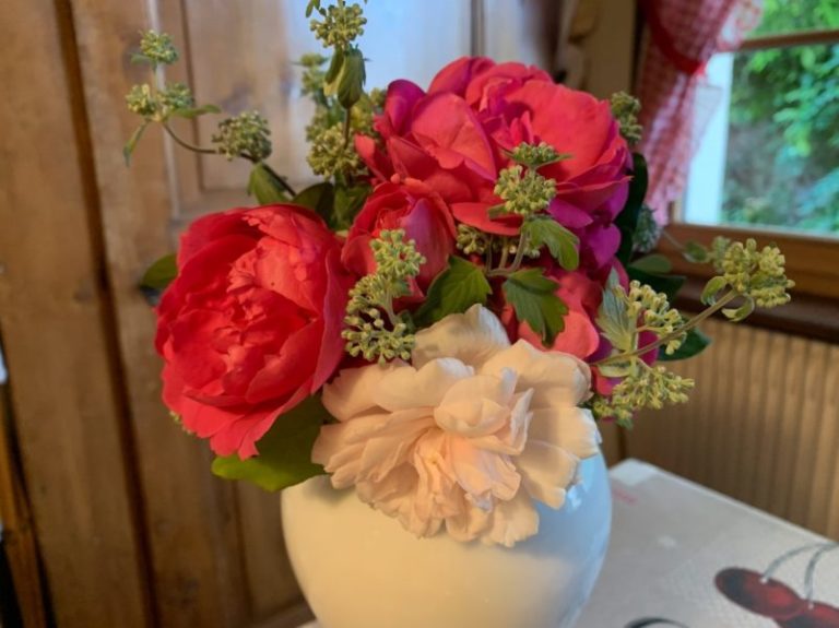 Bouquet de septembre Ronnie roses et caryoptéris