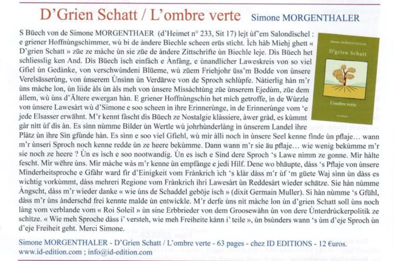 article Morgenthaler Remy Ombre verte Heimet